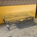 Elegant Iron and Glass with Brass Accents 4 Piece Table Set